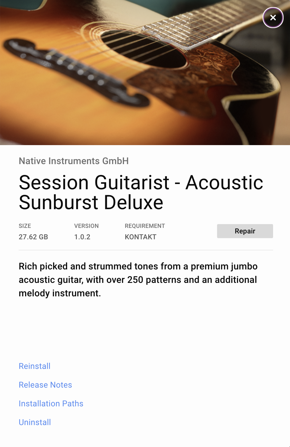 Native Instruments Session Guitarist – Acoustic Sunburst Deluxe
